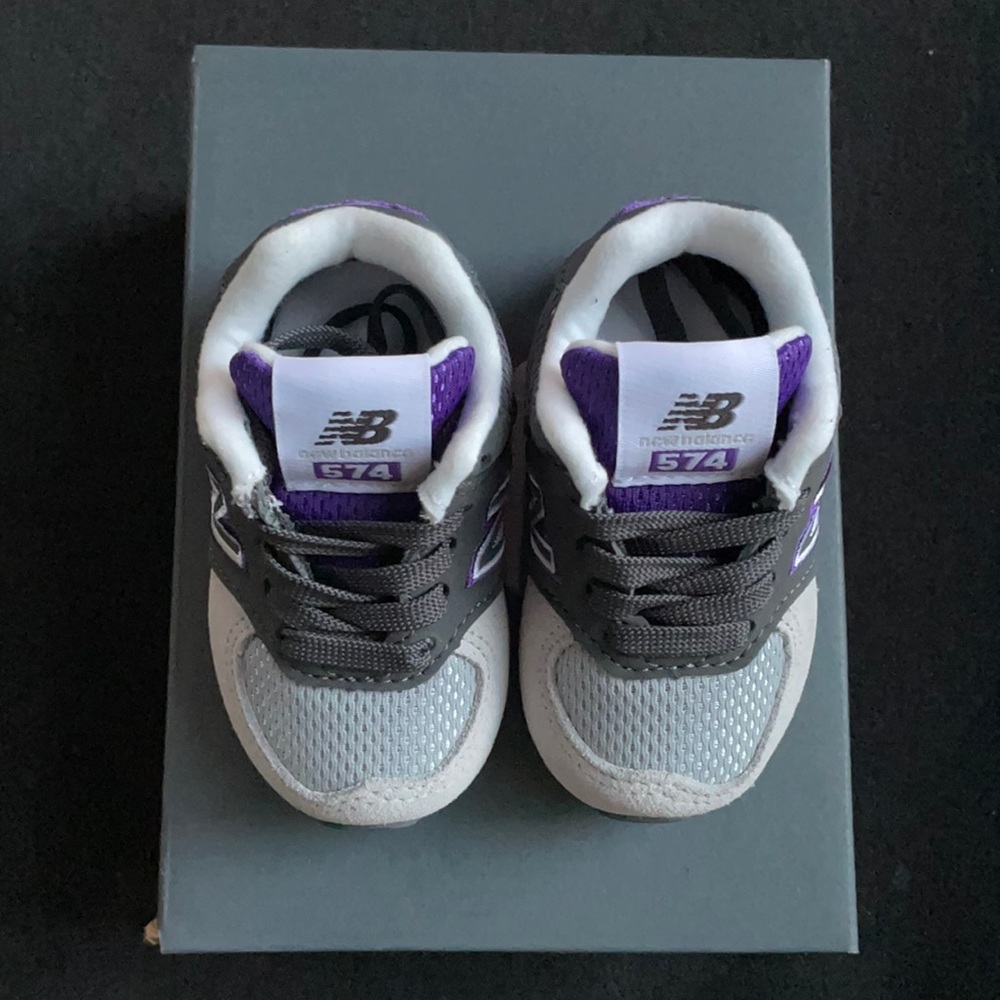 New Balance 574 SZ 2; charcoal, light grey& purple